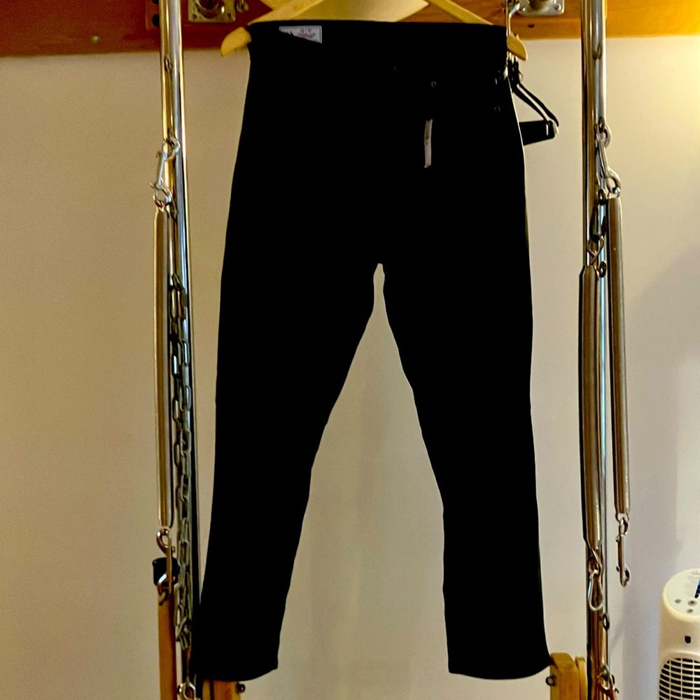 Vintage slim high rise faux leather pants.  Sz 6 short